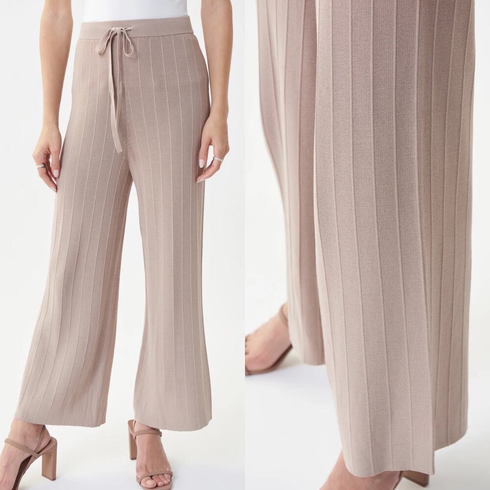 Joseph Ribkoff Tan Drawstring Pleated Wide Leg Pant Style 222905T - Picture 2 of 7